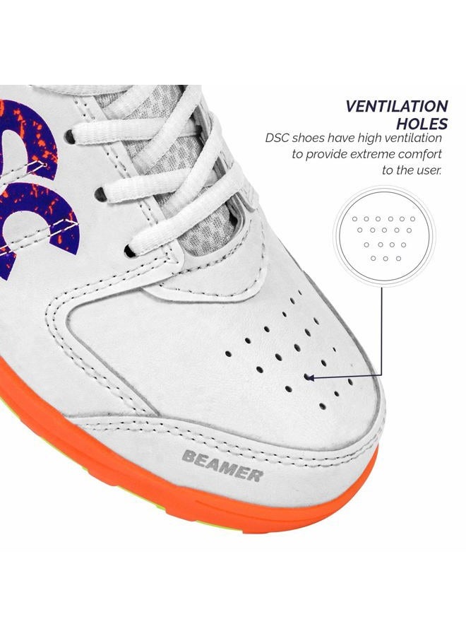 DSC Beamer Cricket Shoes | Color: Fluro Orange/White | Size: 10 UK, 11 US, 45 EU | Material: PVC | For Men & Boys | Lightweight and Durable | Ventilation Holes | Superior Cushioning - Image 4