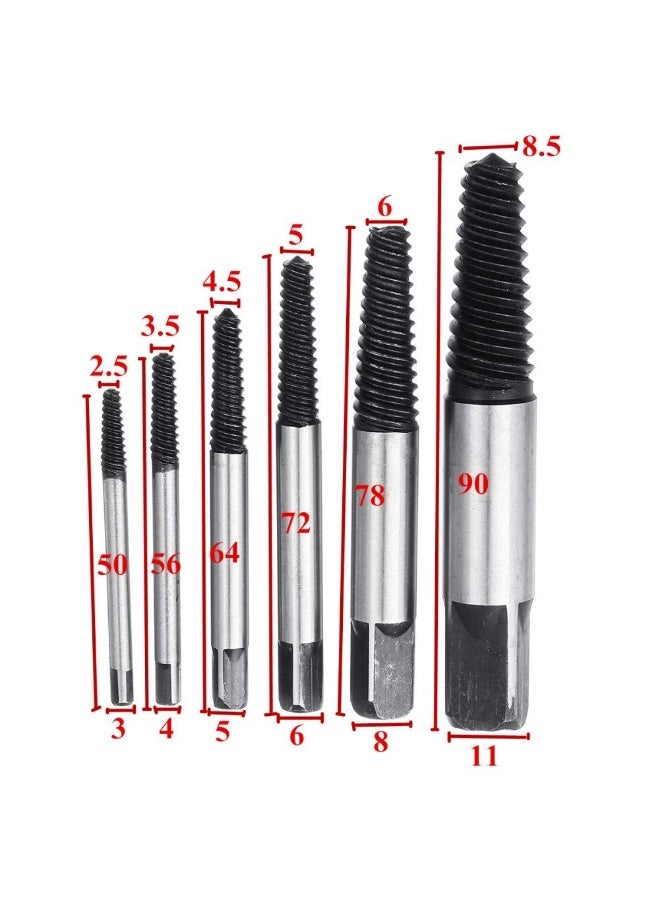 6Pcs/Set Steel Damaged Screw Extractor Drill Bit Broken Speed Out Guide Set Broken Bolt Remover Easy Out Tool Accessories - Image 2