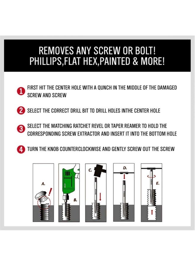 6Pcs/Set Steel Damaged Screw Extractor Drill Bit Broken Speed Out Guide Set Broken Bolt Remover Easy Out Tool Accessories - Image 3