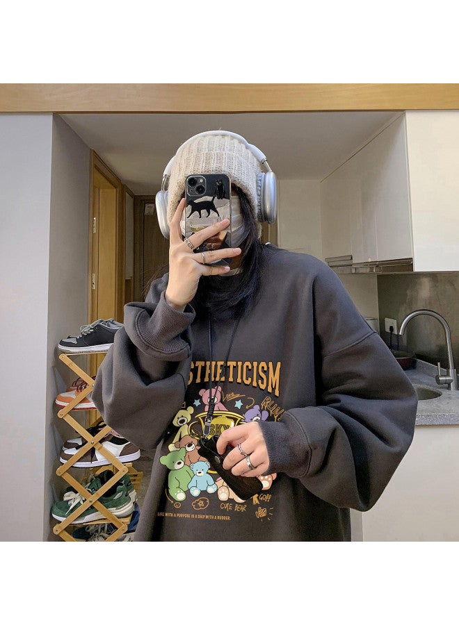 Warrior Funny Cartoon Print Pullover Hoodie Women's Loose Long Sleeve Casual Sweatshirt Unisex Lazy Style Couple Wear For Spring And Autumn - Image 5