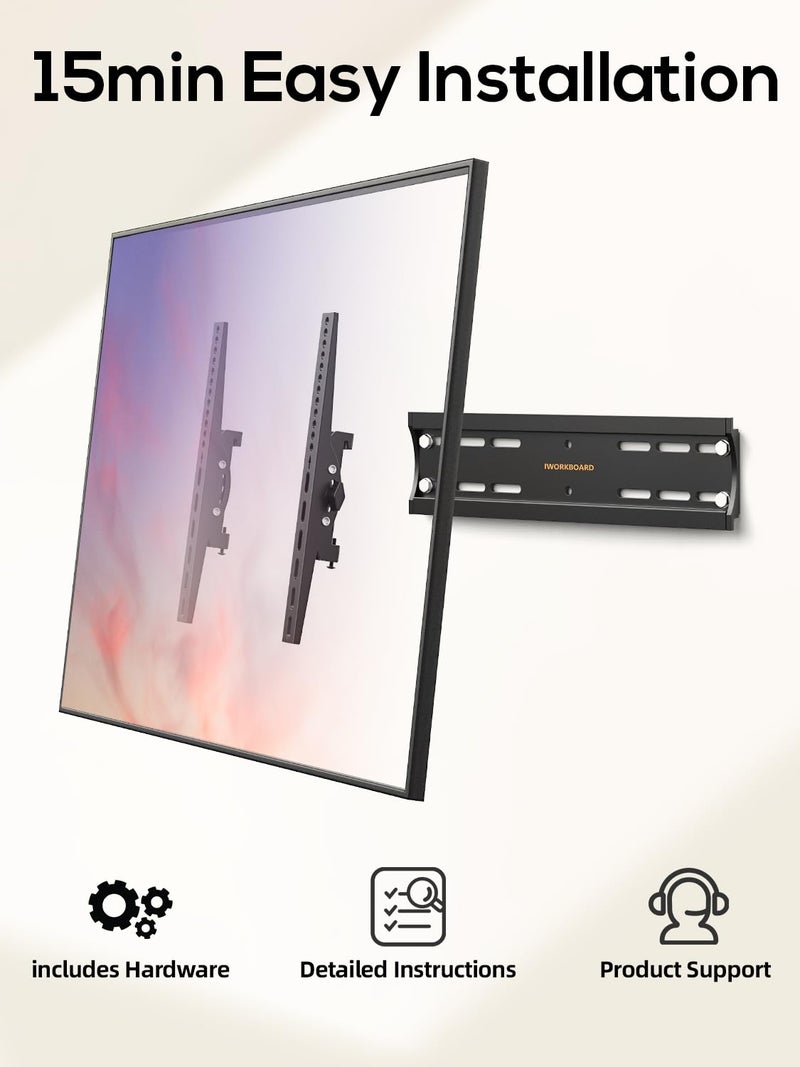 IWORKBOARD 40 50 55 inch Tilting TV Wall Mount for 24-65 '' TVs, Low Profile TV Mount, Ultra Slim Wall Mounts TVs Bracket, Max VESA 400x400mm, 99 lbs & 16 inch Studs, Fit Most 32+ 42 43 45 Screen - Image 4