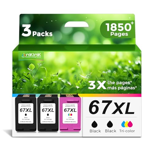 Ankink 67XL Ink Cartridges for HP 67 XL Black Color Combo 3Pack Replacement for HP67 HP67XL for Printer 2700 2700e 4100 6400 4155e 2755e 2752e 4100e 6458 6455e 4152 6055e 6052e 4152e 2742e 6400e - Image 1