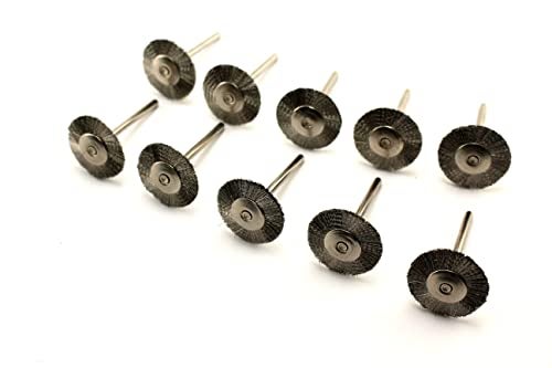 TEMO فرشاة سلكية مسطحة من الفولاذ المقاوم للصدأ 10 قطع بحجم 3/4 بوصة مع عمود بحجم 1/8 بوصة لأدوات دريمل وغيرها من الأدوات الدوارة لإزالة الصدأ والتآكل وفرك الأسطح - Image 1