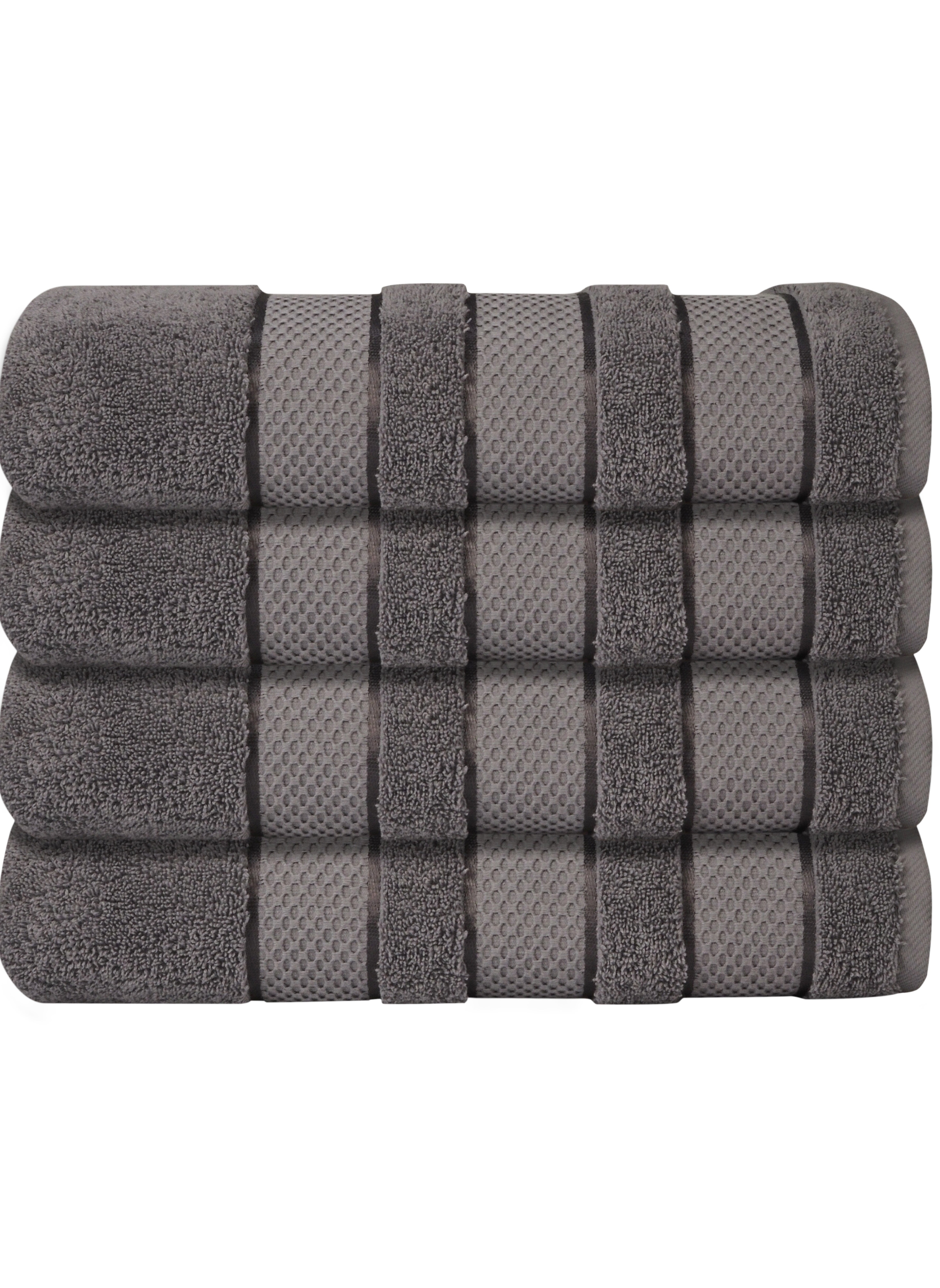 4 Piece Bath Towel Set Premium & Luxury Hotel Quality, 100% Genuine Turkish Cotton, 70x140 cm Maximum Softness & Absorbency, Dry Quickly 4-Piece Bath Towel Set - Dark Grey 