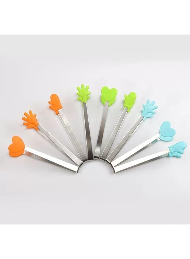 Generic Mini Silicone Tongs for Desserts, Bakery, Sugar, Ice - Great Product for Snacks, Fruits, and Kids! - Generic multicolor - Image 1