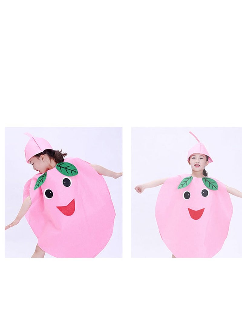 Captaintech Kids Fruits Vegetables and Nature costumes Suits outfits Fancy Dress Party Boys Girls Costume with Hat Handmade Clothes Fruit Juicy peach - Image 3