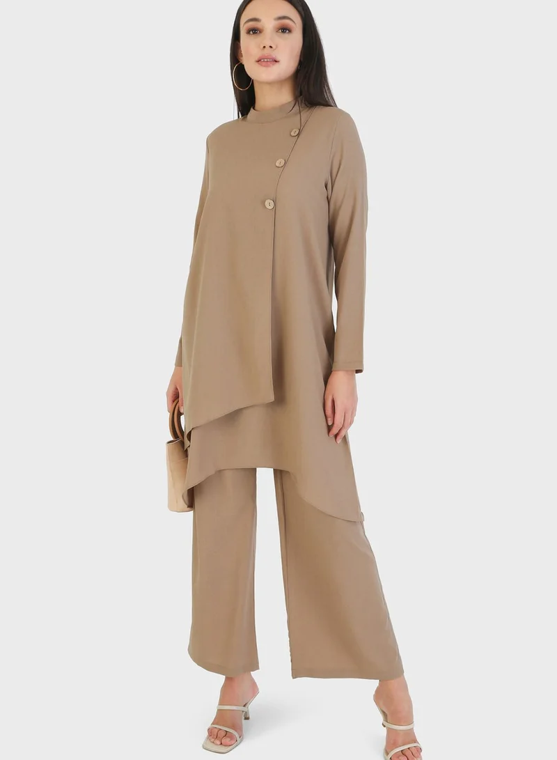 Tavin by Modanisa Button Detail Tunic & Pants Set