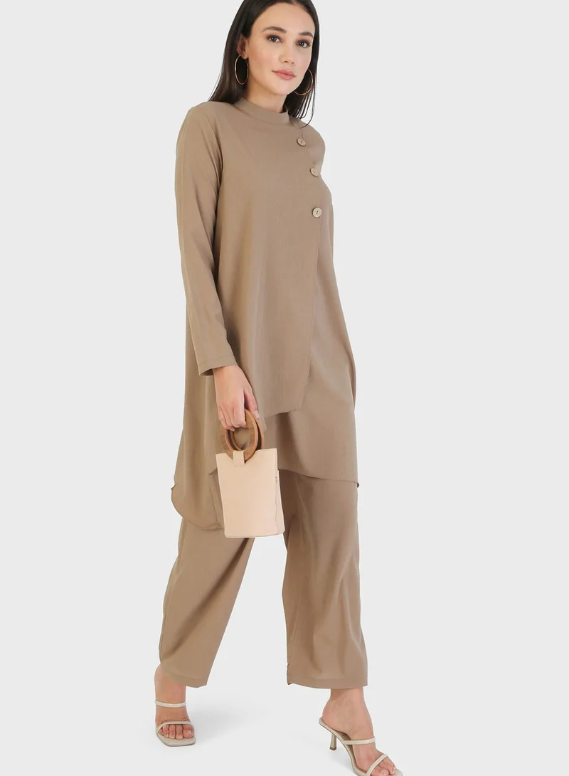 Tavin by Modanisa Button Detail Tunic & Pants Set