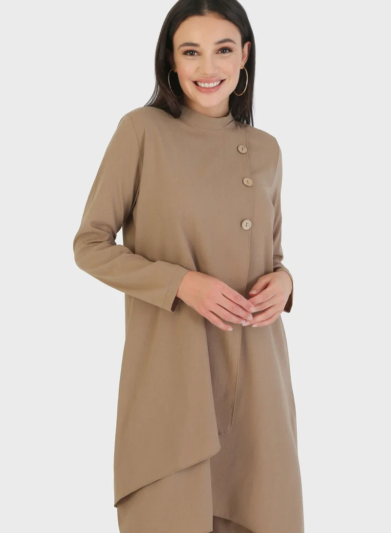 Tavin by Modanisa Button Detail Tunic & Pants Set