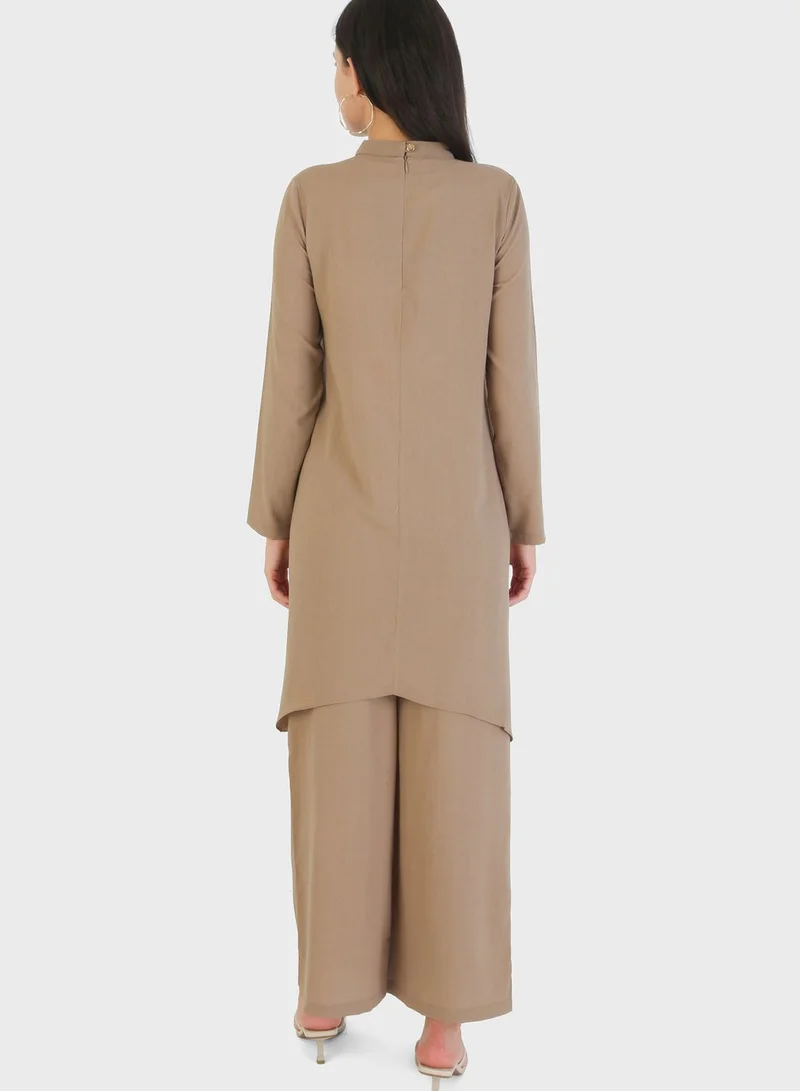 Tavin by Modanisa Button Detail Tunic & Pants Set