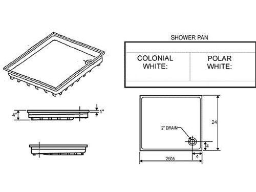 ICON 00461 Shower Pan SP100-27" x 24" x 4", Polar White - Image 2