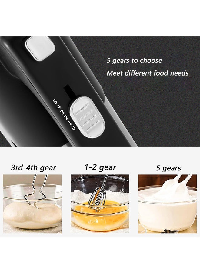 sokany 5-Speed Hand Mixer Double Stick Mixer Electric Egg Beater Cream Baking Mixer with 4 Stainless Steel Attachments 2 Beaters 2 Dough Hooks 800w Silver - Image 4