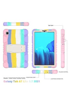 Muyixin جراب لجهاز Galaxy Tab A7 Lite 8.7، جراب متين وقوي ومضاد للصدمات ومضاد للسقوط لهاتف Samsung Galaxy Tab A7 Lite 8.7 2021 طراز SM-T220 / SM- T225، وردي ملون  - Image 3