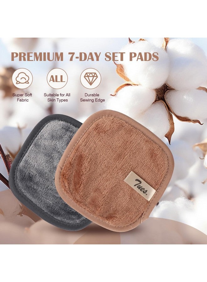 Orighty مناديل إزالة المكياج مجموعة 7 أيام مميزة وقابلة لإعادة الاستخدام وسادات إزالة المكياج تزيل المكياج بالماء فقط مجموعة مكياج للعيون والشفتين والأساس والمزيد خيار مثالي للنساء (محايد)  - Image 2