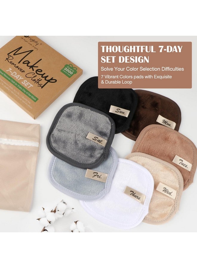 Orighty مناديل إزالة المكياج مجموعة 7 أيام مميزة وقابلة لإعادة الاستخدام وسادات إزالة المكياج تزيل المكياج بالماء فقط مجموعة مكياج للعيون والشفتين والأساس والمزيد خيار مثالي للنساء (محايد)  - Image 4