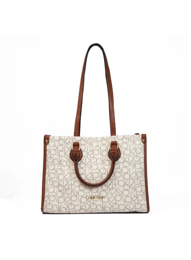 Calvin Klein Jeans Calvin Klein Off White Leather Tote Bag for Women - Image 2