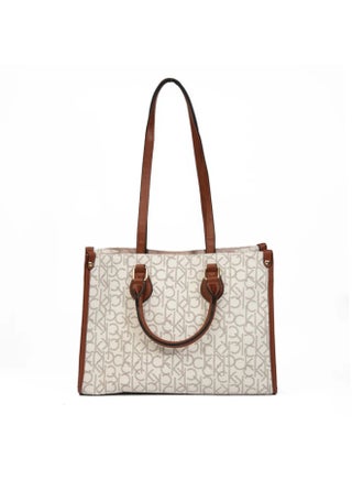 Calvin Klein Off White Leather Tote Bag for Women