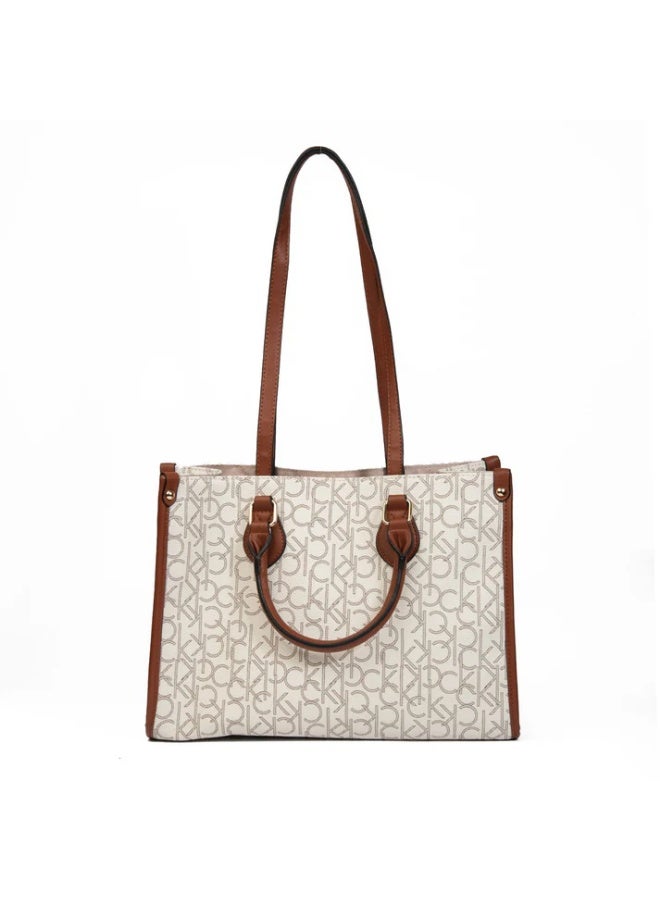 Calvin Klein Jeans Calvin Klein Off White Leather Tote Bag for Women - Image 1