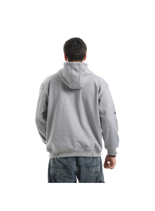 Caesar Men's oversized hoodie with a hood and prints on the chest and back - Image 3