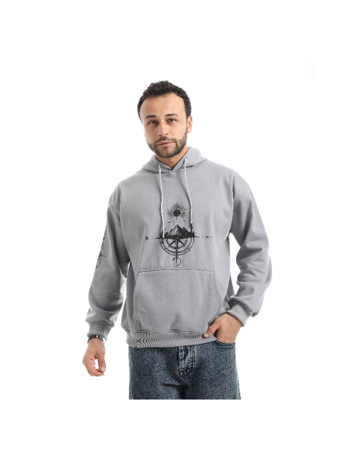Caesar Men's oversized hoodie with a hood and prints on the chest and back - Image 1