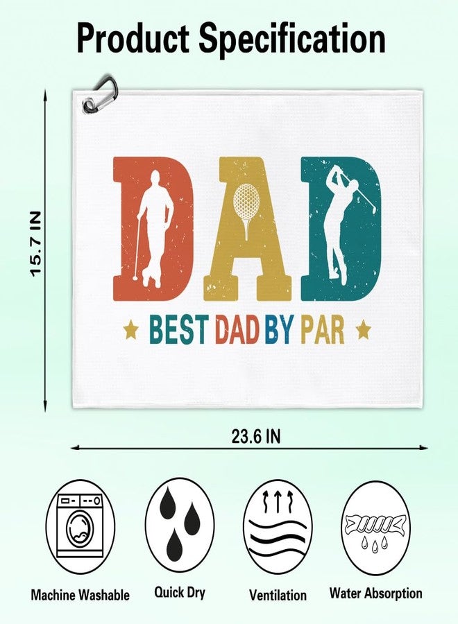 Msticey Best Dad by Par Printed Microfiber Golf Towel with Clip, Great Retro Golf Gifts for Golf Fan Dad Papa, Retirement Father's Day Birthday Gifts, Golf Accessories for Men Father Husband Uncle - Image 2