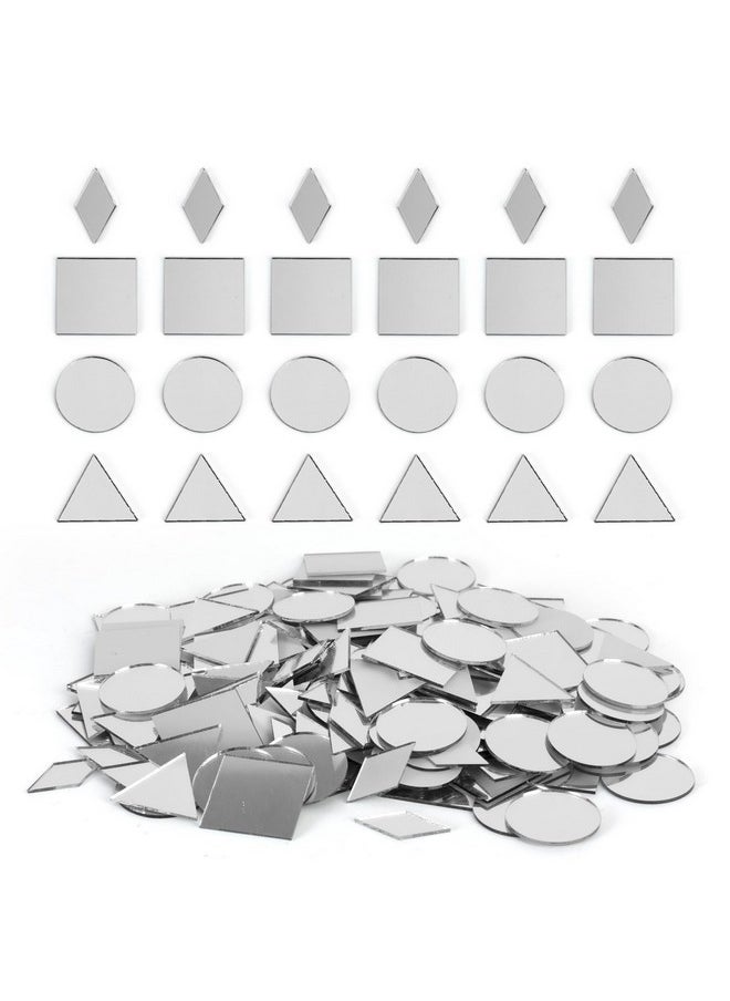 PP OPOUNT PP OPOUNT 200 PCS Mirror Mosaic Tiles, Triangles/Squares/Rounds/Rhombus Mini Mosaic Mirrors, 1 Inch Mini Glass Mirrors for Crafts, Disco Ball Decor, Indoor Outdoor Decor  - Image 1