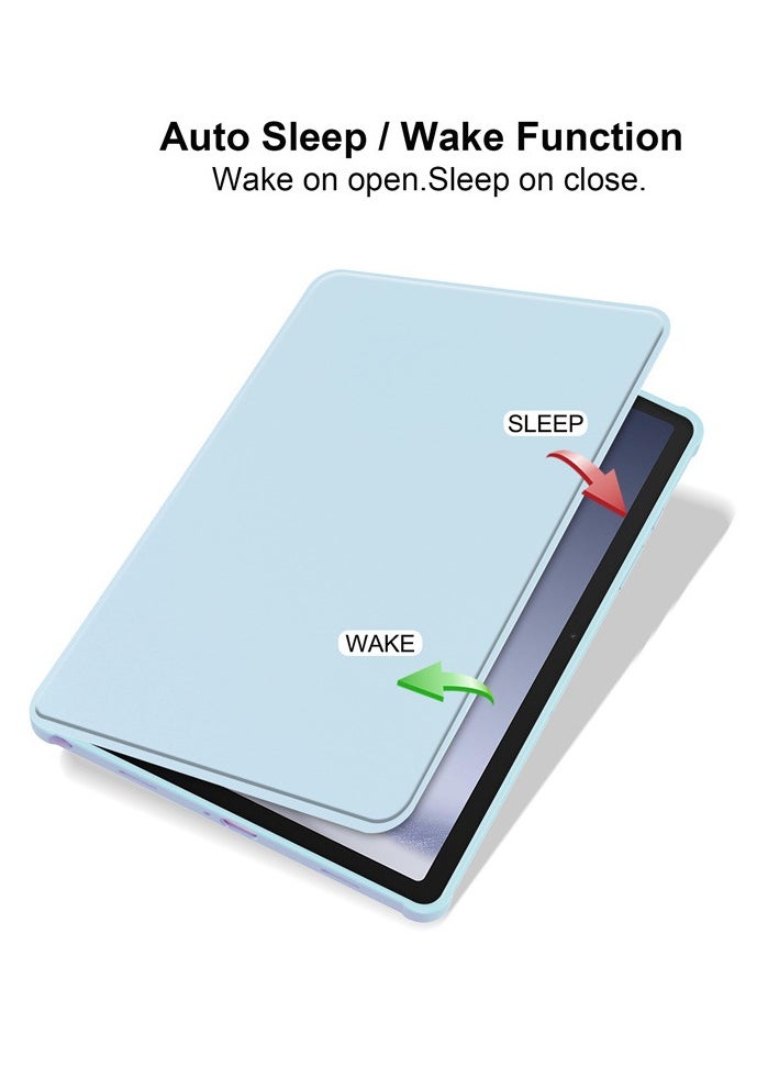Generic - Case for  Samsung Galaxy Tab A9+ / A9 Plus ， Tablet Protective Case With Pen Slot, Acrylic 360 ° Rotating Design, Automatic Wake-up/sleep, Soft Leather, Blue - Image 1