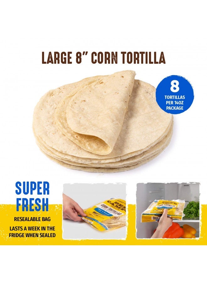 Del Campo Soft Corn Tortillas – 8 Inch Round. 100% Delicious Gluten Free And Authentic Mexican Food. Many Serving Options: Wraps, Tacos, Quesadillas Or Burritos, Kosher. (8Ct.) (Single)  - Image 2