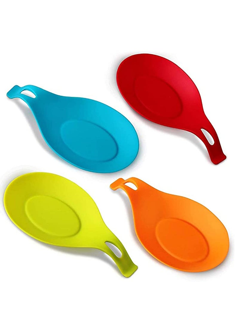 SYOSI Kitchen Silicone Spoon Rest, Flexible Almond-shaped, Silicone Kitchen Utensil Rest Ladle Spoon Holder Set of 4 - Image 1