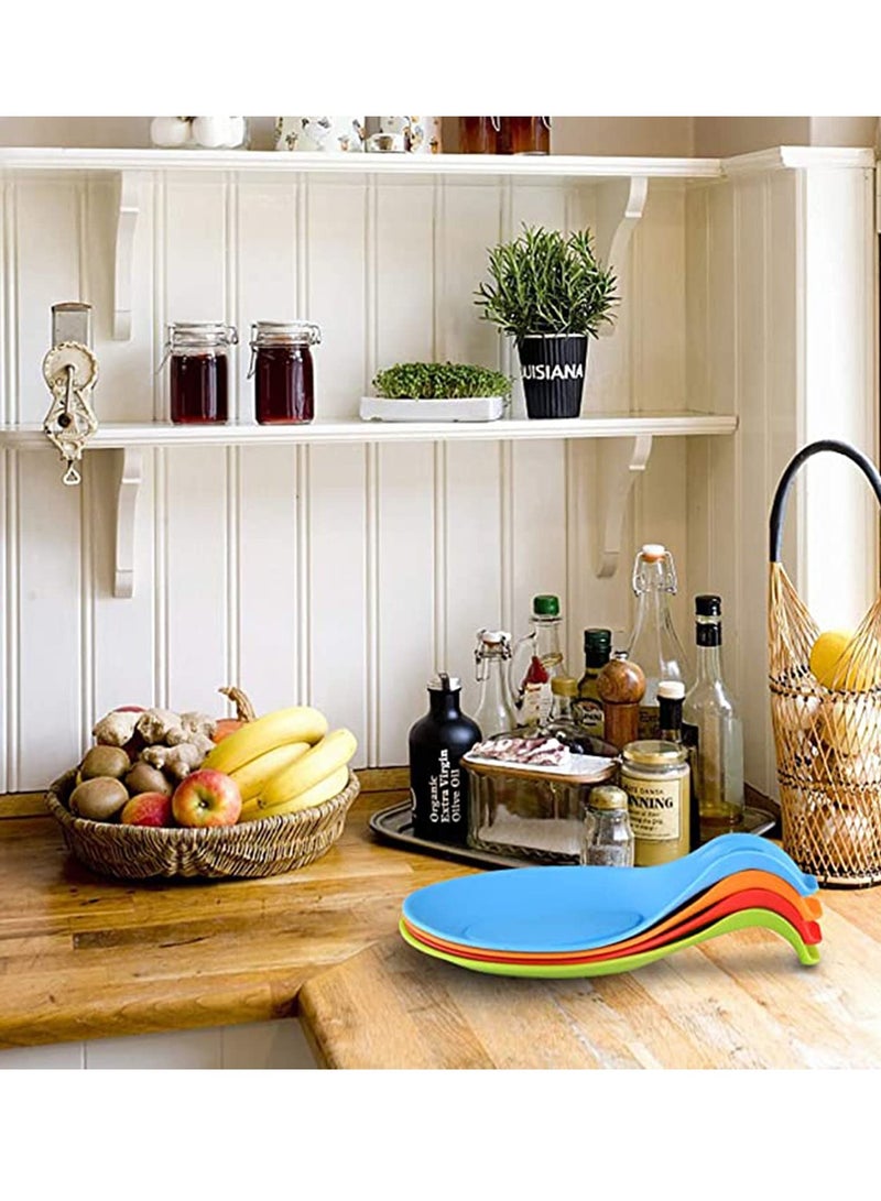 SYOSI Kitchen Silicone Spoon Rest, Flexible Almond-shaped, Silicone Kitchen Utensil Rest Ladle Spoon Holder Set of 4 - Image 2