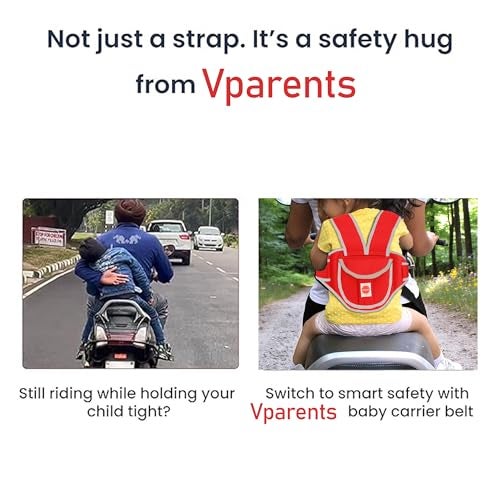 Vparents Ava Kids Safety Two Wheeler Seat Belt/Front Standing and Sitting Behind (Red) - Image 4