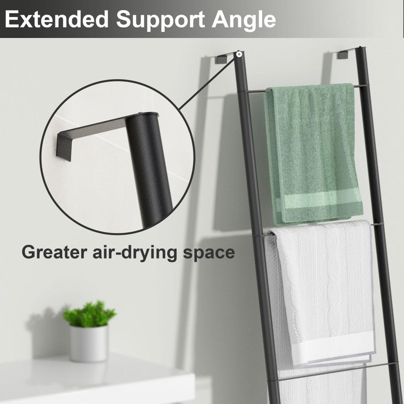 Pickpiff Black Blanket Ladder - Durable Metal Towel Racks, Scratch-Resistant and Easy Assembly Decorative Ladders for Home Decor, Living Room, Bedroom, Bathroom, Holder for Throw Blanket, Quilt - Image 3