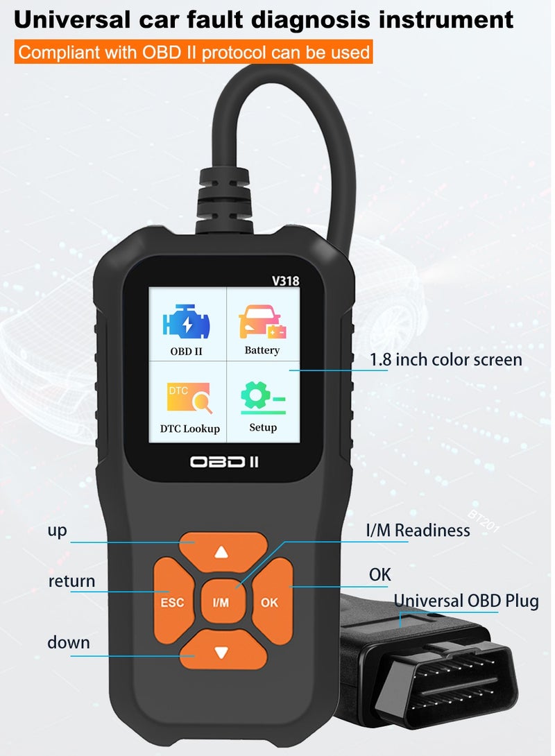 Loquat OBDII Scanner Diagnostic Tool, Vehicle Check Engine Code Readers with Reset and I/M Readiness for All Vehicles - Image 2