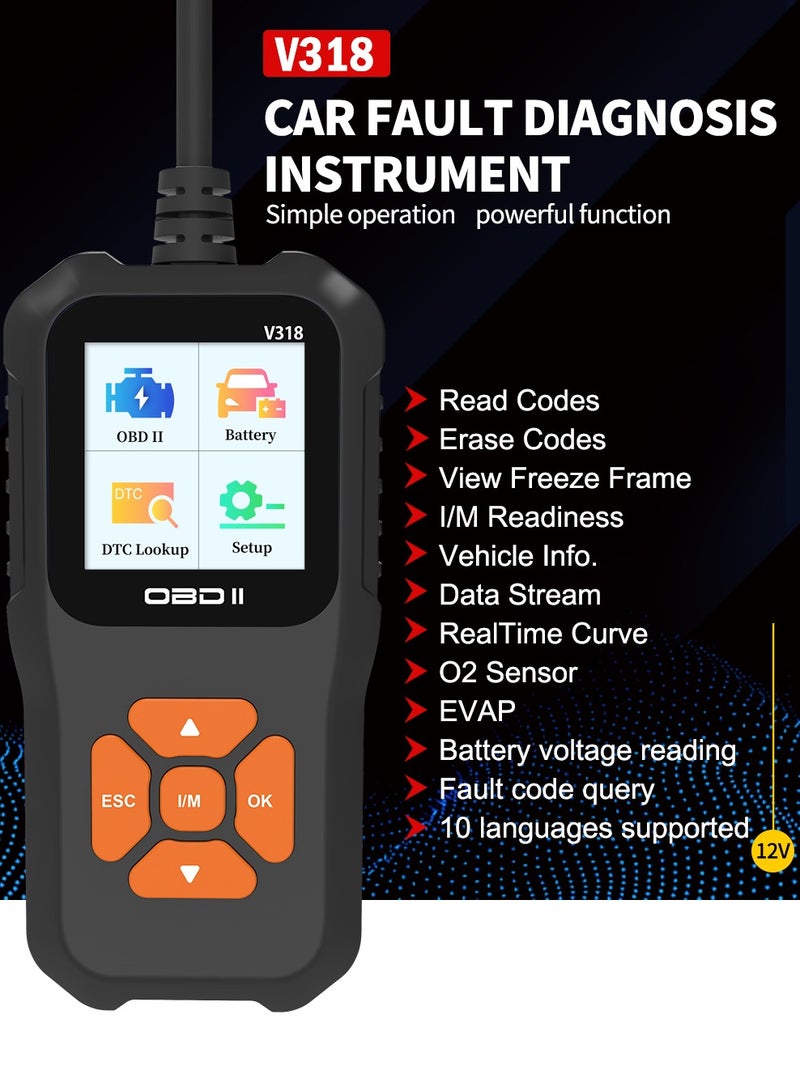 Loquat OBDII Scanner Diagnostic Tool, Vehicle Check Engine Code Readers with Reset and I/M Readiness for All Vehicles - Image 1