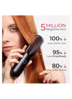 TYMO TYMO Porta Cordless Hair Straightener Brush, Black Color  - Image 2