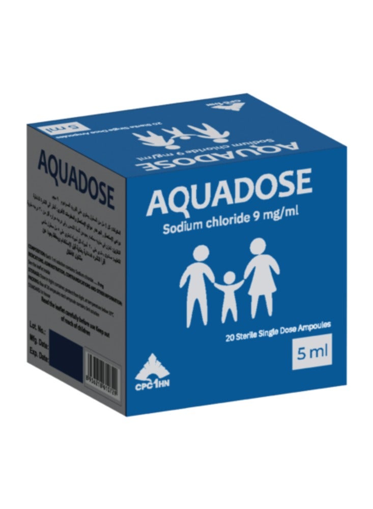 general أكوادوز كلوريد الصوديوم 9 ملغ/مل 20's 5 مل