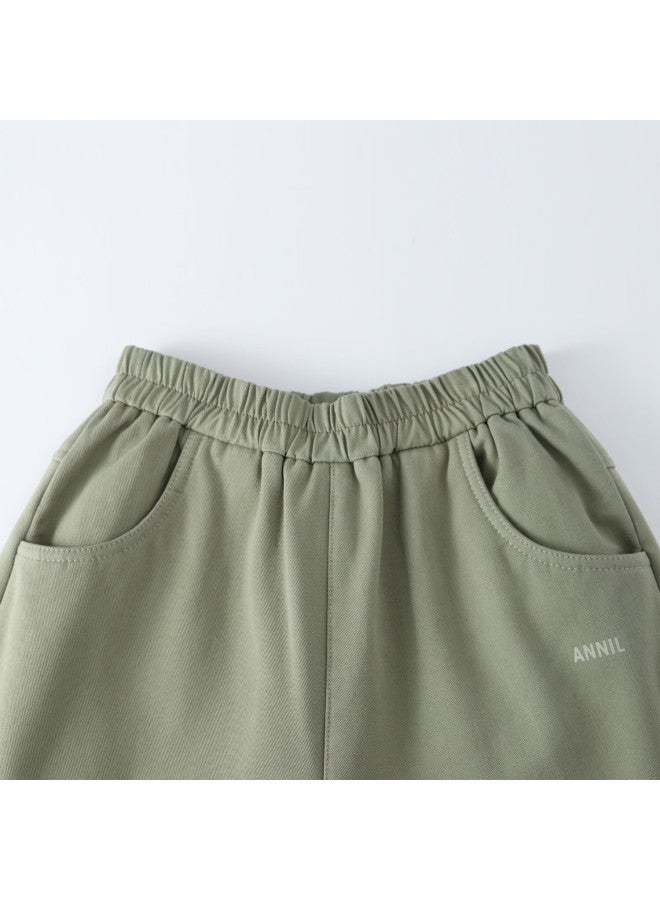 Annil Kids Boys Girls Winter Fleece Lined Warm Casual Loose Solid Thick Pants - Image 3