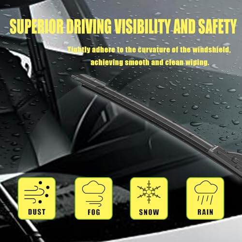 ANIKLUIM OEM Quality 24" + 20" Premium All-Seasons Durable Stable and Quiet Windshield Wiper Blades-J Hook Wipers(Set of 2) - Image 3