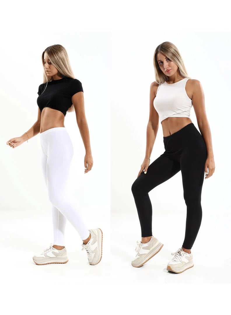 COTTONIL Cottonil® Women Leggings Bundle of 2 Black & White  - Image 1