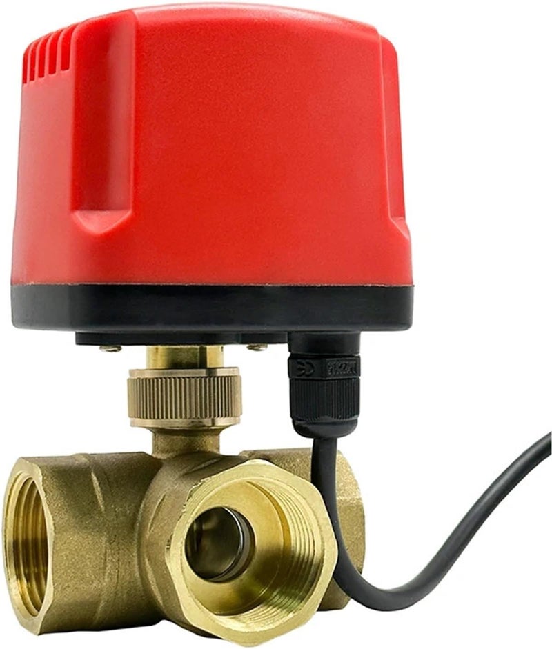 L Type 220VAC 3 4 Inch 3 Way IP65 Waterproof Motorized Brass Ball Valve 3 Wire 2 Control - Image 1