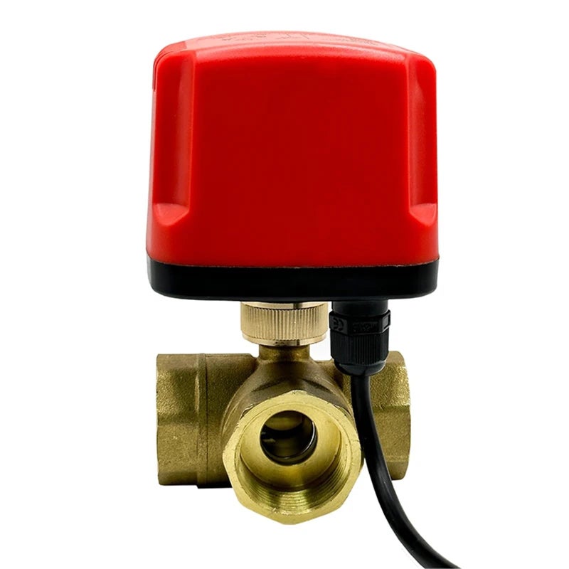 L Type 220VAC 3 4 Inch 3 Way IP65 Waterproof Motorized Brass Ball Valve 3 Wire 2 Control - Image 3