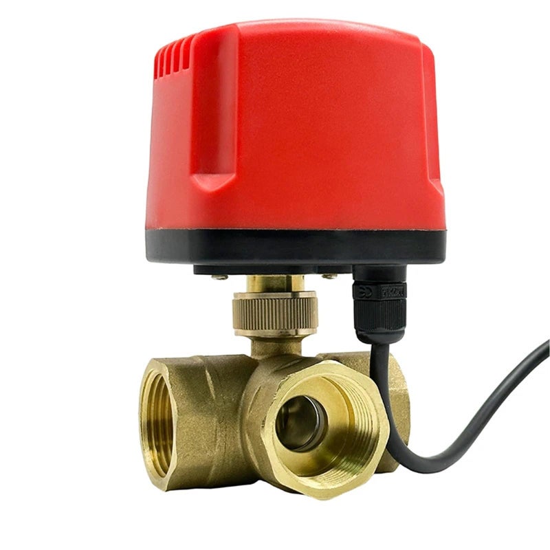 L Type 220VAC 3 4 Inch 3 Way IP65 Waterproof Motorized Brass Ball Valve 3 Wire 2 Control - Image 2