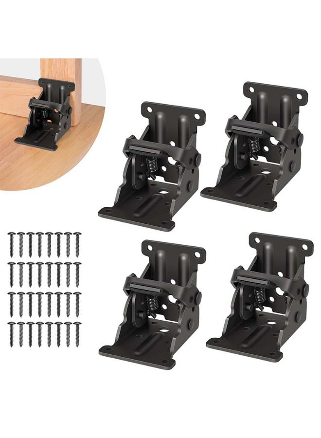4 Pack Table Leg Folding Brackets,Self-Locking Foldable Hinge Hardware, Heavy Duty Lock Extension Support - Image 1