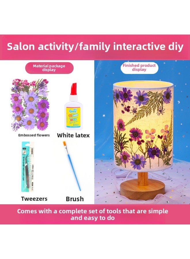 Mother's Day Gift Handmade Embossed Table Lamp DIY Material Package Dried Flower Lamp Nightlight Children's Group Building Warm-up Activities-Color:Mengdong Paradise (full Set Of Material Package)  - Image 5