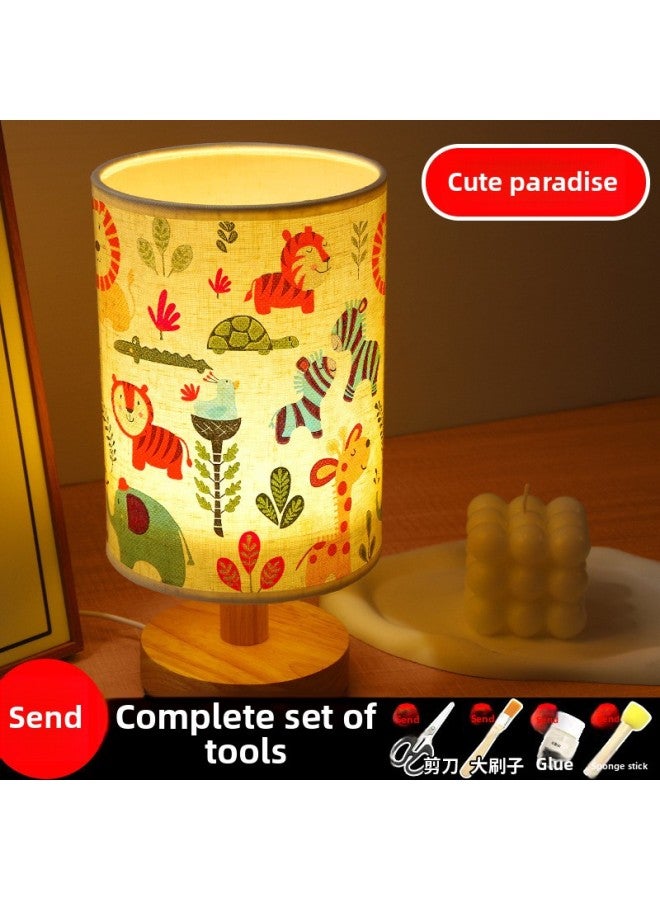Mother's Day Gift Handmade Embossed Table Lamp DIY Material Package Dried Flower Lamp Nightlight Children's Group Building Warm-up Activities-Color:Mengdong Paradise (full Set Of Material Package)  - Image 1