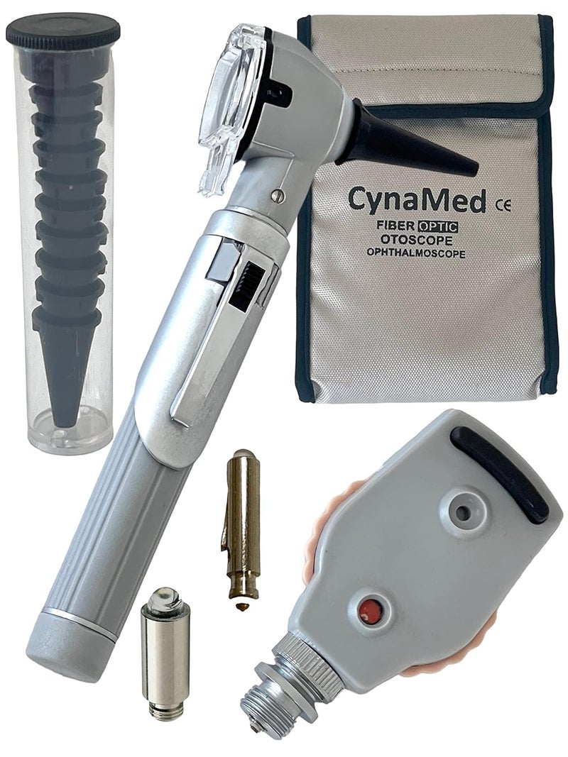 CYNAMED أوتوسكوب - منظار أذن مع ضوء، كاشف عدوى الأذن، نصائح قابلة للتخلص لكل من البالغين والأطفال (رمادي) - Image 3