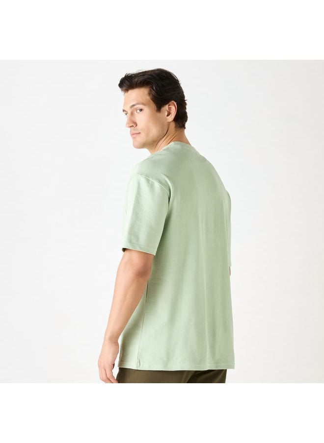 Iconic Iconic Textured T-shirt with Chest Pocket and Short Sleeves  - Image 3