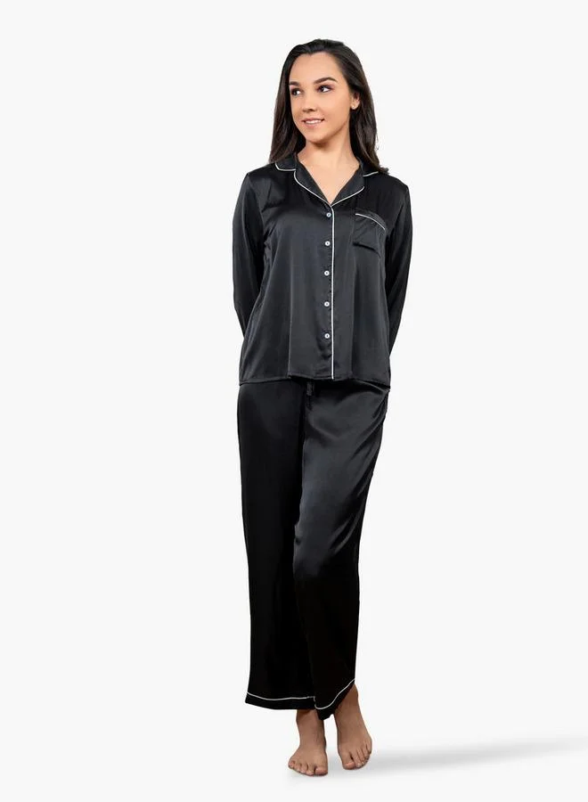 Aadaraya Aadaraya Collared Shirt and Pyjama Set