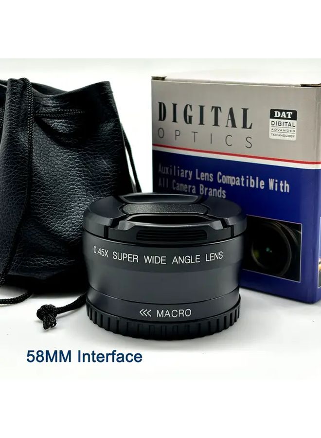 58mm Black Wide Angle Lens With Macro Attachment For 49mm 52mm 58mm Thread Cameras - Image 1