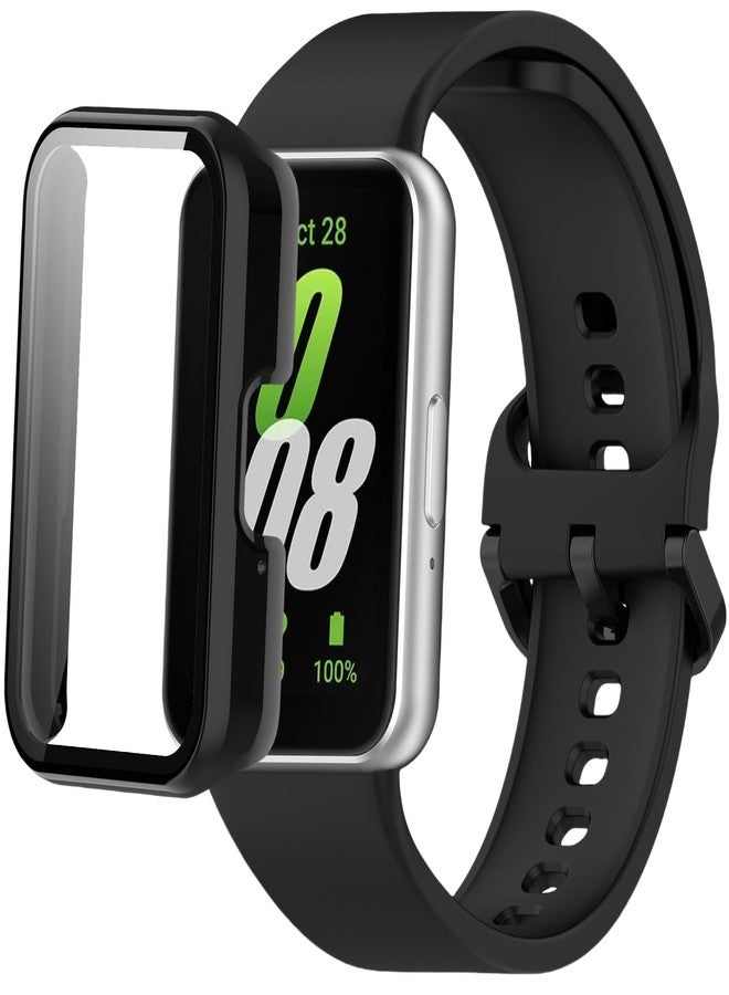 QHBAMD Silicone Bands Compatible for Samsung Galaxy Fit 3 SM-R390, with PC Case Protective Unisex Soft Breathable Waterproof Sport Watch Band for Galaxy Fit 3 - Image 1